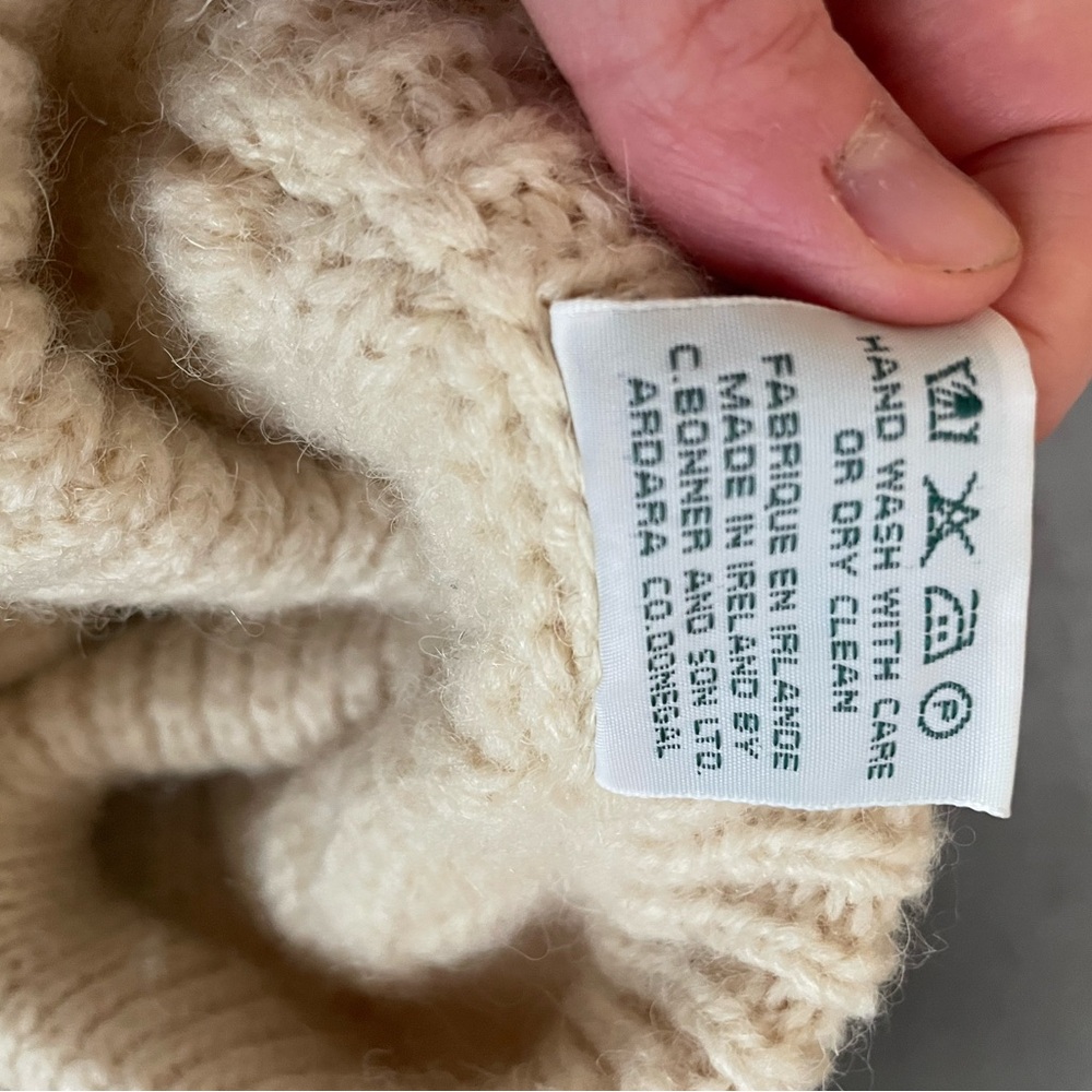 VTG Women's Bonner of Ireland Fisherman Core Wool Chunky Cable Knit Sweater L - Picture 5 of 5